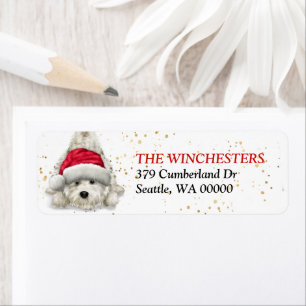 West Highland White Santa Hat Étiquette de adresse