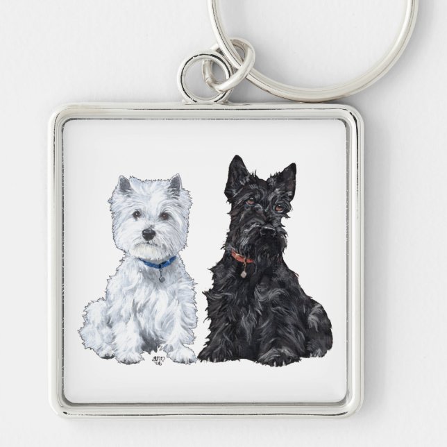 West Highland White & Scottish Terriers Keychain (Front)
