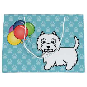 West Highland White Terrier Birthday Balloons Dog Large Gift Bag
