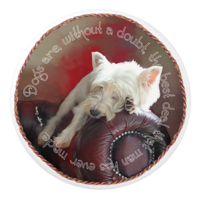 West Highland White Terrier Ceramic Knob (Front)