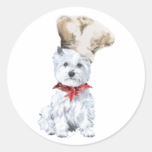 West Highland White Terrier Chef Classic Round Sticker (Front)