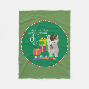 West Highland White Terrier Christmas Elf Fleece Blanket