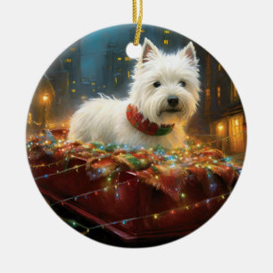 West Highland White Terrier Christmas Festive  Ceramic Ornament