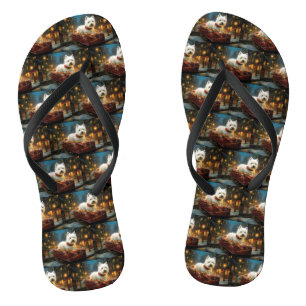 West Highland White Terrier Christmas Festive  Flip Flops