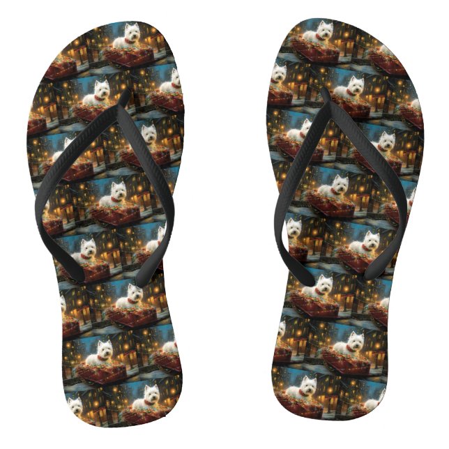 West Highland White Terrier Christmas Festive  Flip Flops (Footbed)