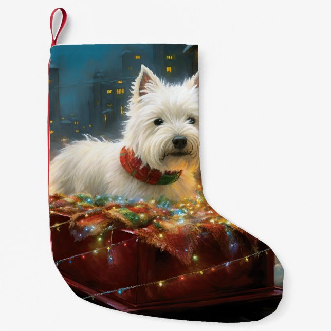West Highland White Terrier Christmas Festive  Small Christmas Stocking (Front)