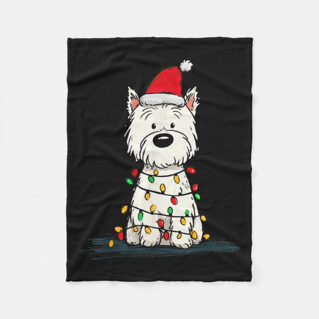 West Highland White Terrier Christmas Graphics Dog Fleece Blanket (Front)