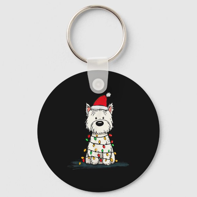 West Highland White Terrier Christmas Graphics Dog Keychain (Front)