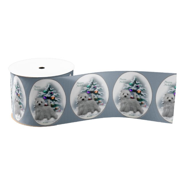 West Highland White Terrier Christmas Grosgrain Ribbon (Spool)