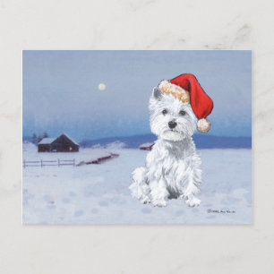 West Highland White Terrier Christmas Holiday Postcard