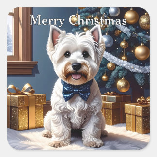 West Highland White Terrier Christmas Square Sticker
