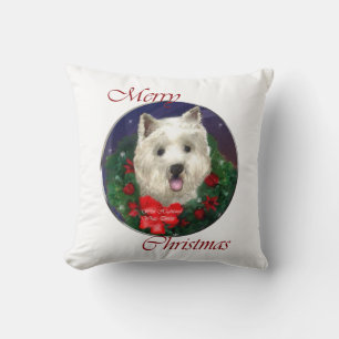 West Highland White Terrier Christmas Throw Pillow