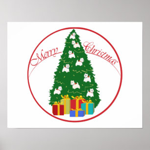 West Highland White Terrier Christmas Tree Poster