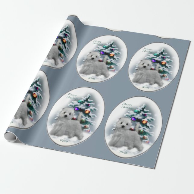 West Highland White Terrier Christmas Wrapping Paper (Unrolled)
