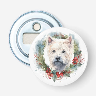 West Highland White Terrier Christmas Wreath  Bottle Opener
