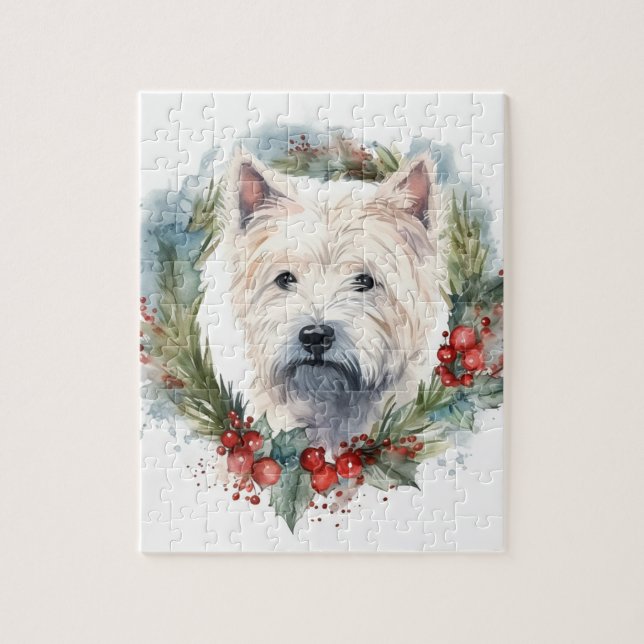 West Highland White Terrier Christmas Wreath  Jigsaw Puzzle (Vertical)