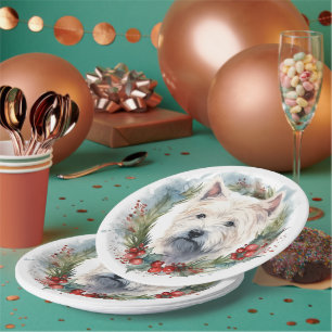 West Highland White Terrier Christmas Wreath  Paper Plate