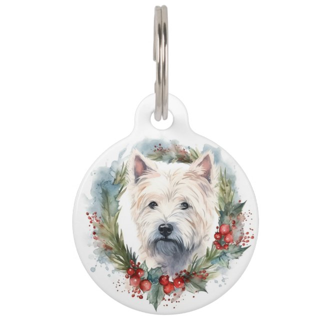 West Highland White Terrier Christmas Wreath  Pet Tag (Front)