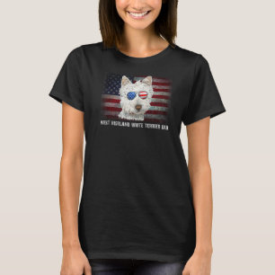 West Highland White Terrier Dad American Flag 4th  T-Shirt