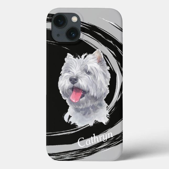 West Highland White Terrier Dog Abstract Swirl Case-Mate iPhone Case (Back)