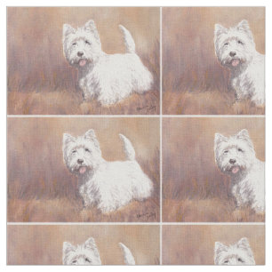 West Highland White Terrier Dog Art Fabric