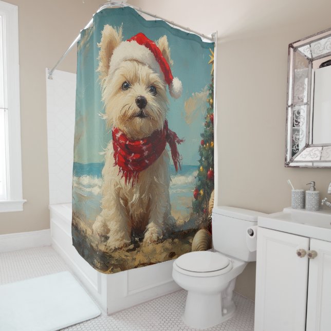 West Highland White Terrier Dog Christmas Beach (In Situ)