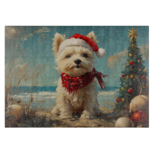 West Highland White Terrier Dog Christmas Beach Cutting Board