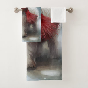 West Highland White Terrier Dog in Snow Christmas Bath Towel Set