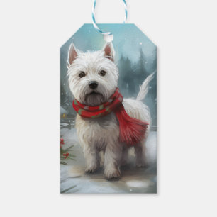 West Highland White Terrier Dog in Snow Christmas Gift Tags
