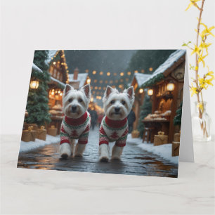 West Highland White Terrier Dogs Christmas Snow  Card