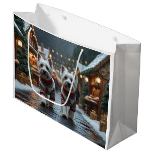 West Highland White Terrier Dogs Christmas Snow Large Gift Bag