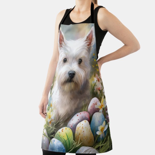 West Highland White Terrier Easter Eggs Holiday Apron (Insitu)