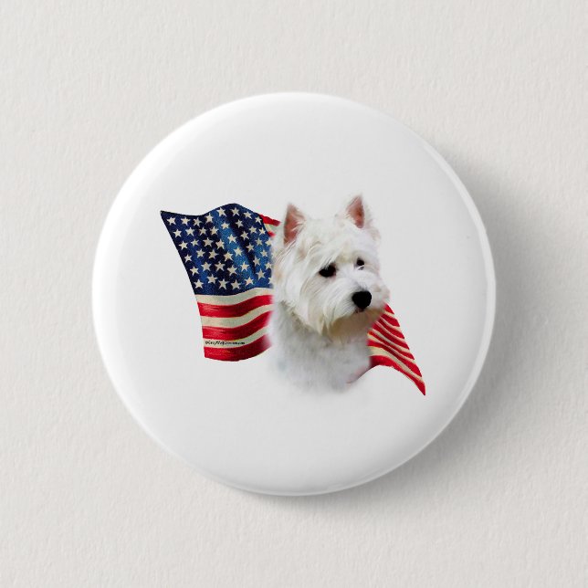 West Highland White Terrier Flag 2 Inch Round Button (Front)