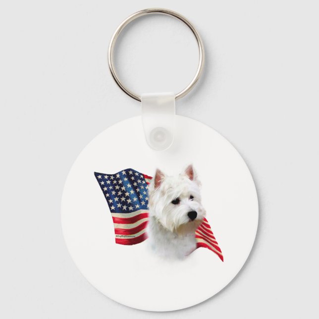 West Highland White Terrier Flag Keychain (Front)