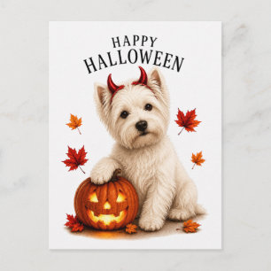 West Highland White Terrier Halloween Postcard