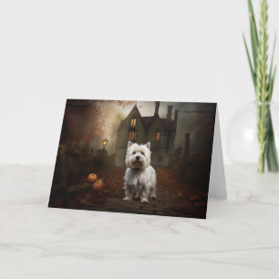 West Highland White Terrier Halloween Scary Card