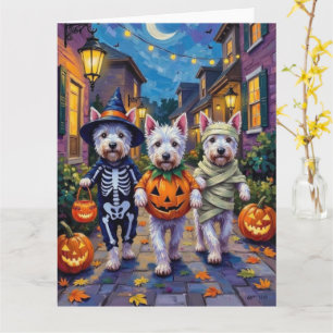 West Highland White Terrier In Halloween Costumes Card