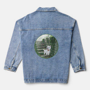 West Highland White Terrier Ivy Stairs Denim Jacket