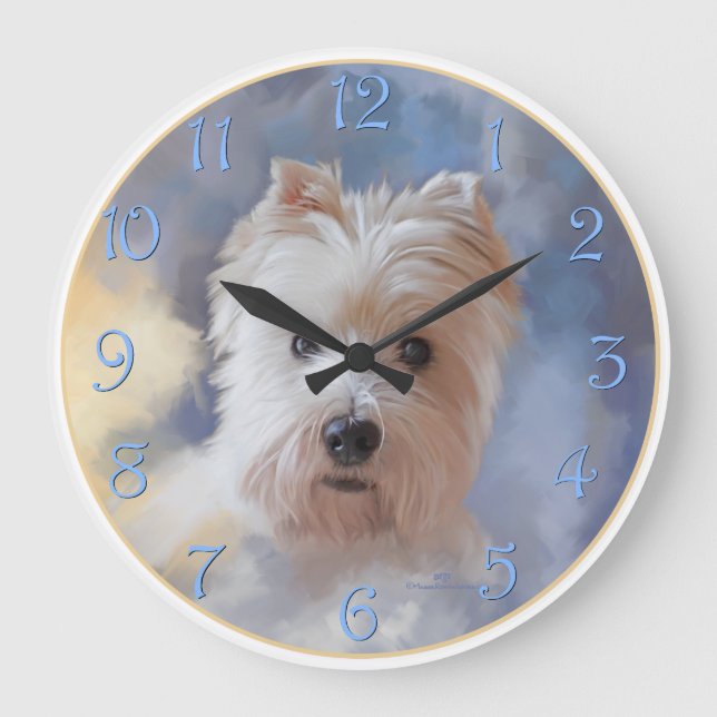 West Highland White Terrier Large Clock (Front)