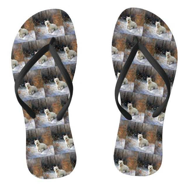 West Highland White Terrier Let It Snow Christmas Flip Flops (Footbed)