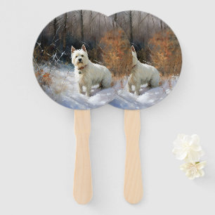 West Highland White Terrier Let It Snow Christmas Hand Fan