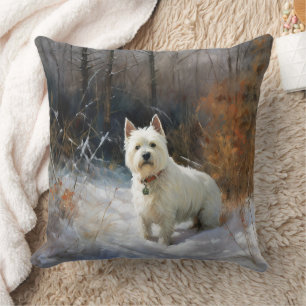 West Highland White Terrier Let It Snow Christmas Throw Pillow