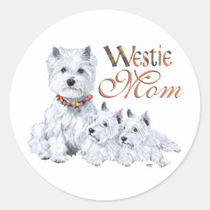 West Highland White Terrier Mom & Pups Classic Round Sticker