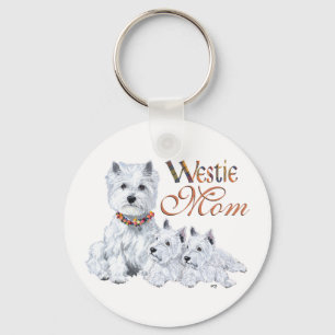 West Highland White Terrier Mom & Pups Keychain