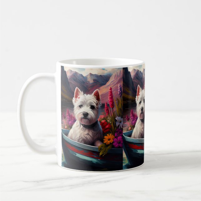 West Highland White Terrier on Boat Coffee Mug (Left)