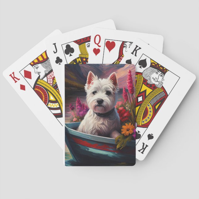 West Highland White Terrier on Boat Playing Cards (Back)