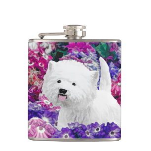 West Highland White Terrier Painting Dog Art Hip Flask
