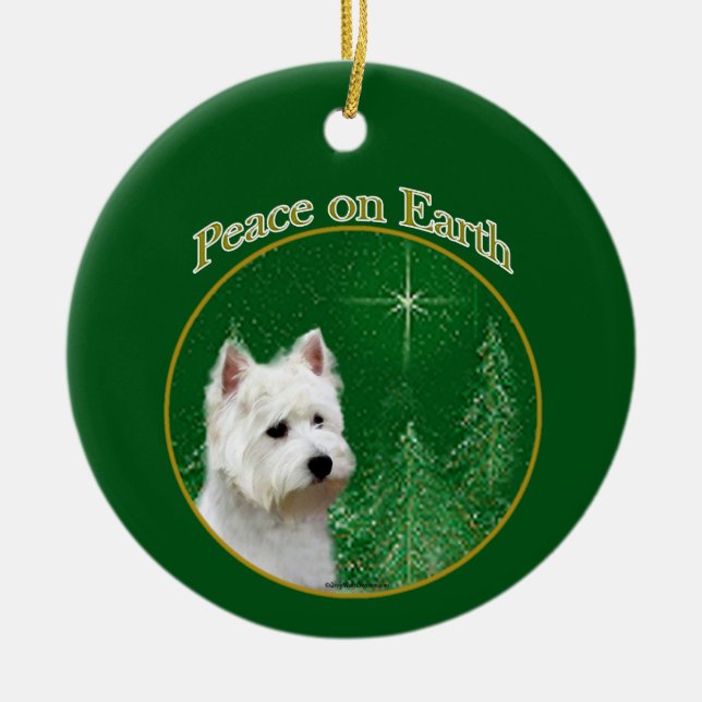 West Highland White Terrier Peace Ceramic Ornament (Front)