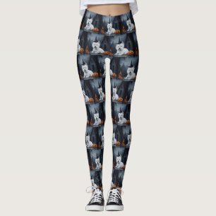 West Highland White Terrier Pumpkin Halloween  Leggings