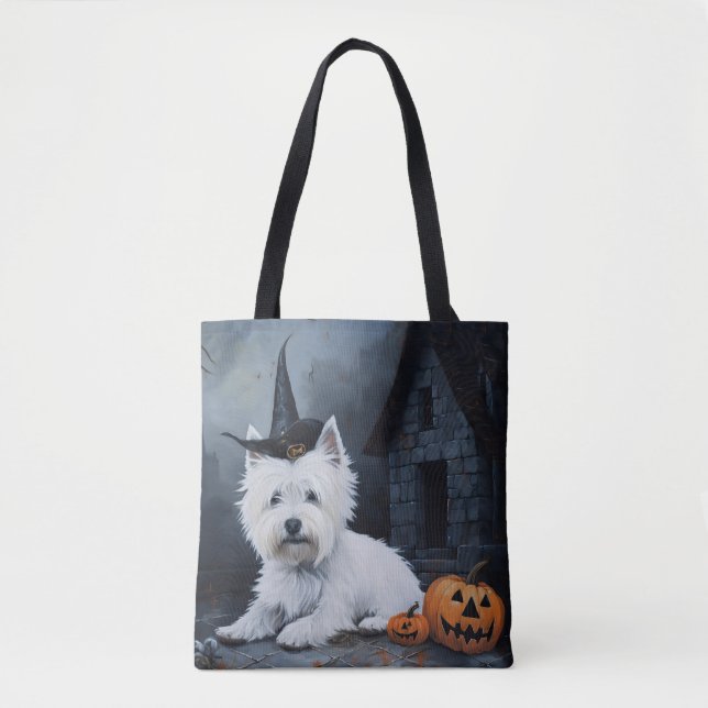 West Highland White Terrier Pumpkin Halloween  Tote Bag (Front)